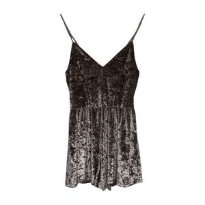 FAVLUX Crushed Velvet Romper Women’s Medium Tan Beige Pink Hue Strappy